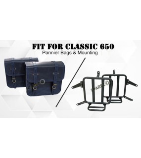For Royal Enfield Classic 650 Genuine Leather Pannier Bags With Mounting
