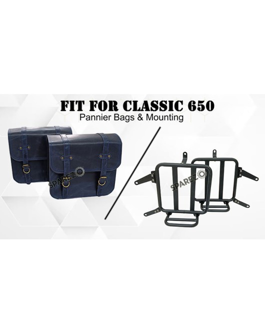 For Royal Enfield Classic 650 Genuine Leather Pannier Bags With Mounting