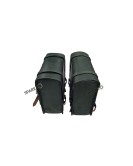 For Royal Enfield Classic 650 Genuine Leather Pannier Bags Dark Green With Mounting