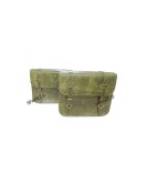 For Royal Enfield Classic 650 Genuine Leather Pannier Bags Green Color With Mounting