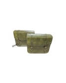 For Royal Enfield Classic 650 Genuine Leather Pannier Bags Green Color With Mounting