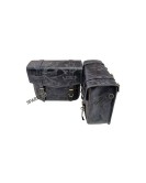 For Royal Enfield Classic 650 Genuine Leather Pannier Bags Black Grey With Mounting