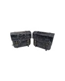 For Royal Enfield Classic 650 Genuine Leather Pannier Bags Black Grey With Mounting