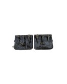 For Royal Enfield Classic 650 Genuine Leather Pannier Bags Black Grey With Mounting
