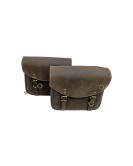 For Royal Enfield Classic 650 Genuine Leather Pannier Bags Rusty Brown With Mounting