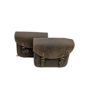 For Royal Enfield Classic 650 Genuine Leather Pannier Bags Rusty Brown With Mounting