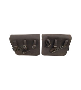 For Royal Enfield Classic 650 Genuine Leather Pannier Bags Rusty Brown With Mounting