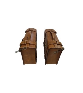 For Royal Enfield Classic 650 Genuine Leather Pannier Bags Tan Brown With Mounting