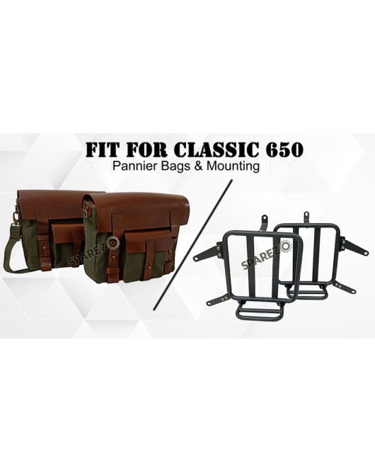 For Royal Enfield Classic 650 Genuine Leather Pannier Bags Olive With Mounting