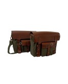 For Royal Enfield Classic 650 Genuine Leather Pannier Bags Olive With Mounting