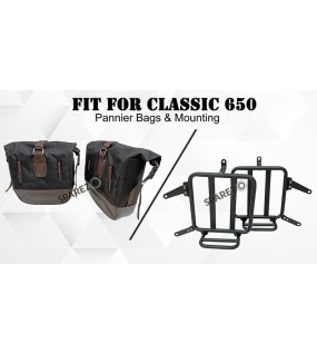 For Royal Enfield Classic 650 Genuine Leather Pannier Black and Brown Bags With Mounting