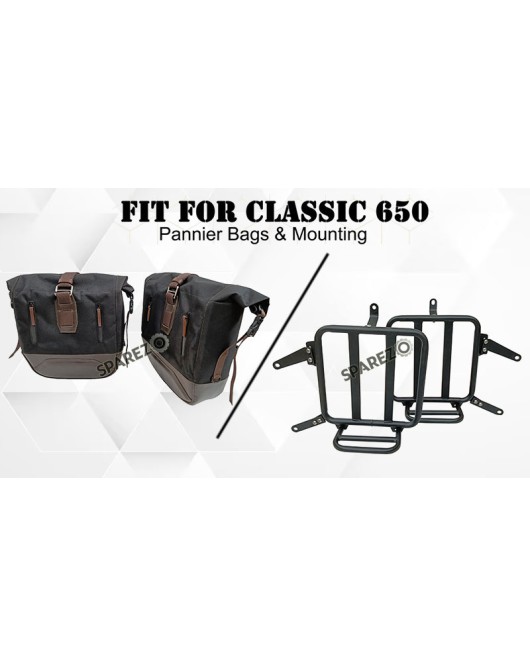 For Royal Enfield Classic 650 Genuine Leather Pannier Black and Brown Bags With Mounting
