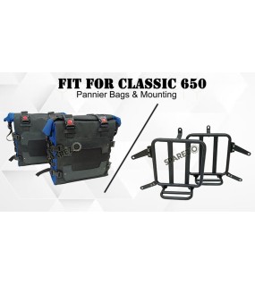 For Royal Enfield Classic 650 Canvas Pannier Bags With Mounting