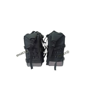 For Royal Enfield Classic 650 Canvas Pannier Bags Charcoal Black With Mounting
