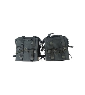 For Royal Enfield Classic 650 Canvas Pannier Bags Charcoal Black With Mounting