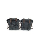 For Royal Enfield Classic 650 Canvas Pannier Bags Black and Brown With Mounting