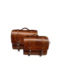 For Royal Enfield Classic 650 Genuine Leather Pannier Saddle Bags Brown Tan and Mounting