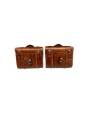 For Royal Enfield Classic 650 Genuine Leather Pannier Saddle Bags Brown Tan and Mounting
