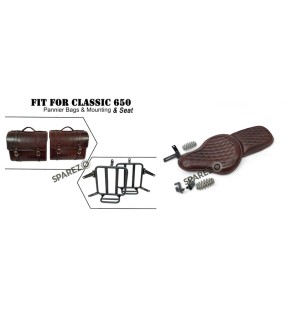 For Royal Enfield Classic 650 Genuine Leather Pannier Saddle Bags and Mounting with Seats