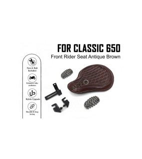 For Royal Enfield Classic 650 Genuine Leather Front Rider Seat Antique Brown
