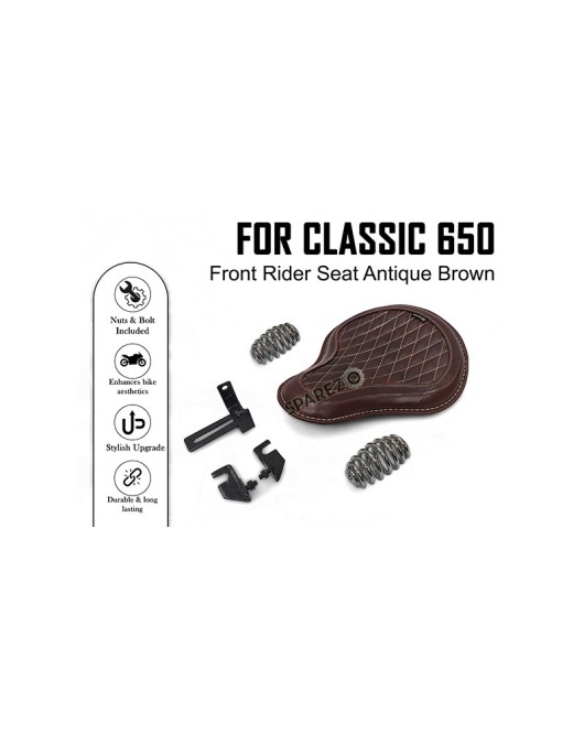 For Royal Enfield Classic 650 Genuine Leather Front Rider Seat Antique Brown