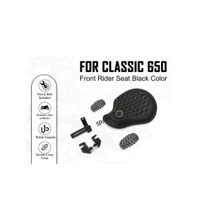 For Royal Enfield Classic 650 Genuine Leather Front Rider Seat Black Color