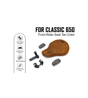For Royal Enfield Classic 650 Genuine Leather Front Rider Seat Tan Color