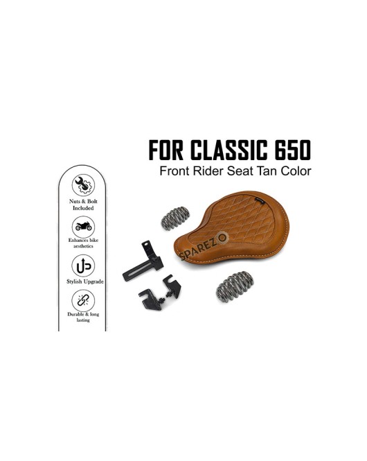 For Royal Enfield Classic 650 Genuine Leather Front Rider Seat Tan Color