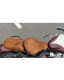 For Royal Enfield Classic 650 Genuine Leather Front and Rear Seat Tan Color