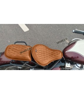 For Royal Enfield Classic 650 Genuine Leather Front and Rear Seat Tan Color