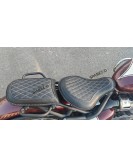 For Royal Enfield Classic 650 Genuine Leather Front and Rear Seat Black Color