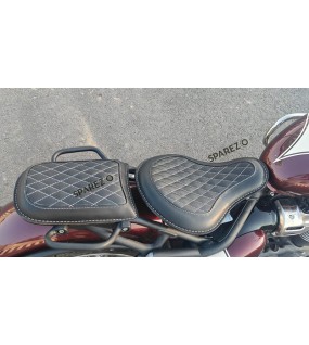 For Royal Enfield Classic 650 Genuine Leather Front and Rear Seat Black Color