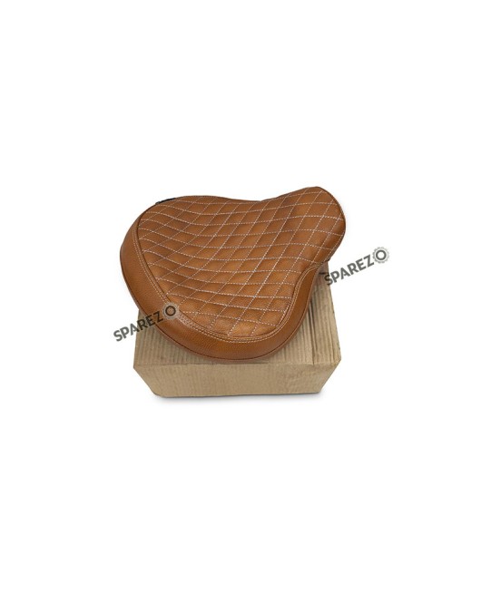 For Royal Enfield Classic 650 Genuine Leather Front Rider Seat Tan