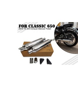 For Royal Enfield Classic 650 SS AEW TE 204 Exhaust Silencer Pair Polish