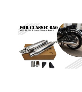 For Royal Enfield Classic 650 SS AEW TE 204 Exhaust Silencer Pair Polish