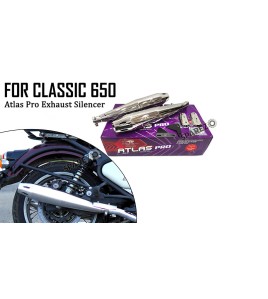 For Royal Enfield Classic 650 Atlas Pro Red Rooster Exhaust Silencer Polished