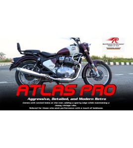 For Royal Enfield Classic 650 Atlas Pro Red Rooster Exhaust Silencer Polished