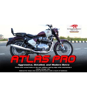 For Royal Enfield Classic 650 Atlas Pro Red Rooster Exhaust Silencer Polished