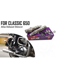 For Royal Enfield Classic 650 Atlas Red Rooster Exhaust Silencer Polished