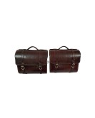 For Royal Enfield Classic 650 Genuine Leather Pannier Saddle Bags Antique Brown and Mounting