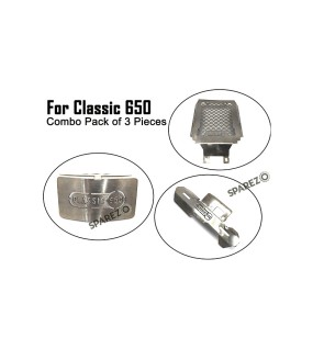 For Royal Enfield Classic 650 3 Pcs Accessories Combo Pack Silver