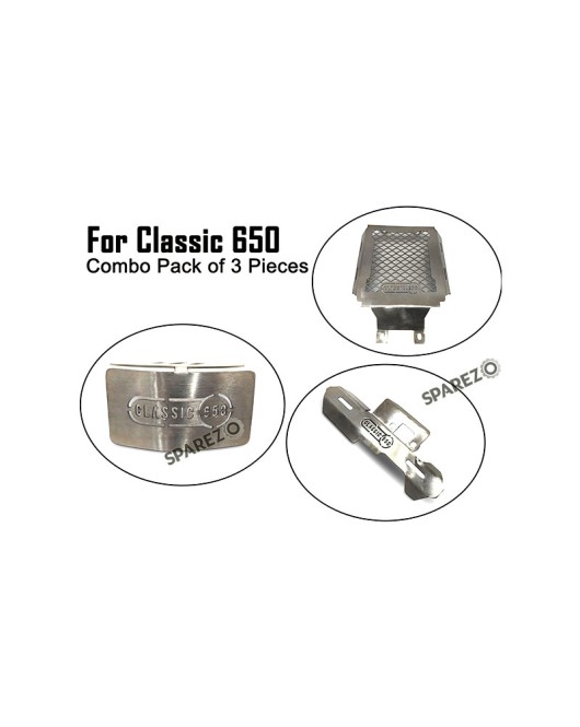 For Royal Enfield Classic 650 3 Pcs Accessories Combo Pack Silver