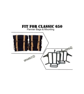 For Royal Enfield Classic 650 Military Pannier Bags Black and Golden With Mounting