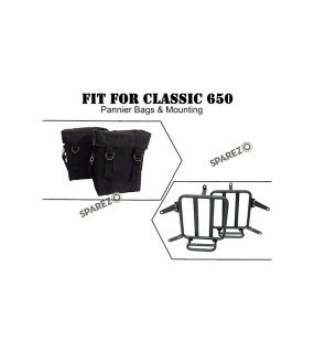 For Royal Enfield Classic 650 Military Pannier Bags Black Color With Mounting