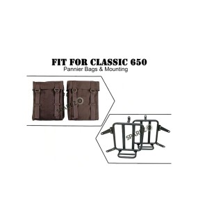 For Royal Enfield Classic 650 Military Pannier Bags Coffee Brown With Mounting