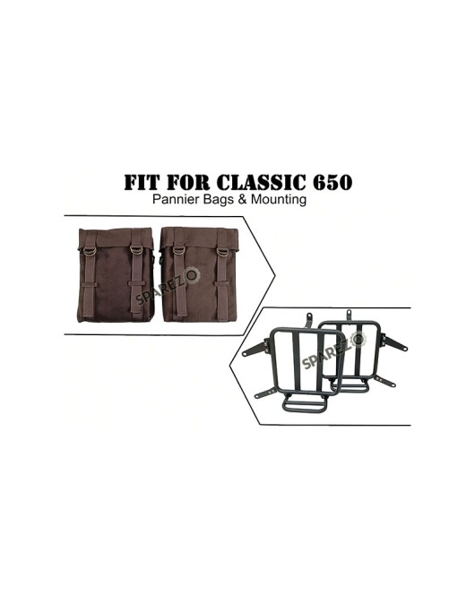 For Royal Enfield Classic 650 Military Pannier Bags Coffee Brown With Mounting
