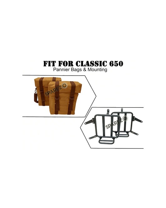 For Royal Enfield Classic 650 Military Pannier Bags Desert Color with Mounting