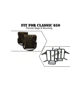 For Royal Enfield Classic 650 Military Pannier Bags Olive Color with Mounting