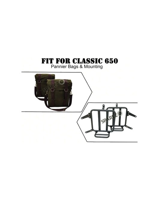 For Royal Enfield Classic 650 Military Pannier Bags Olive Color with Mounting