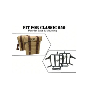 For Royal Enfield Classic 650 Military Pannier Bags Sand Color with Mounting